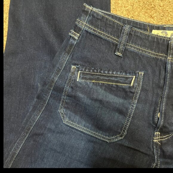 FREE WE THE FREE PEOPLE WIDE LEG SAILOR BUTTON FLY DARK JEANS 25/26/27 w - Picture 3 of 5